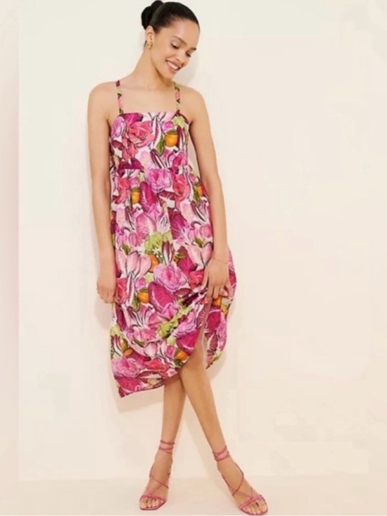 Rachel Antonoff Dresses & Skirts - Rachel Antonoff Rebecca Midi Silk Cotton Dress - Radicchio & Citrus 🥬 🍊 🩷
